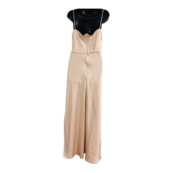 Taylor champagne light pink spaghetti strap cowlneck silk look maxi gown size 16 - Picture 3 of 13